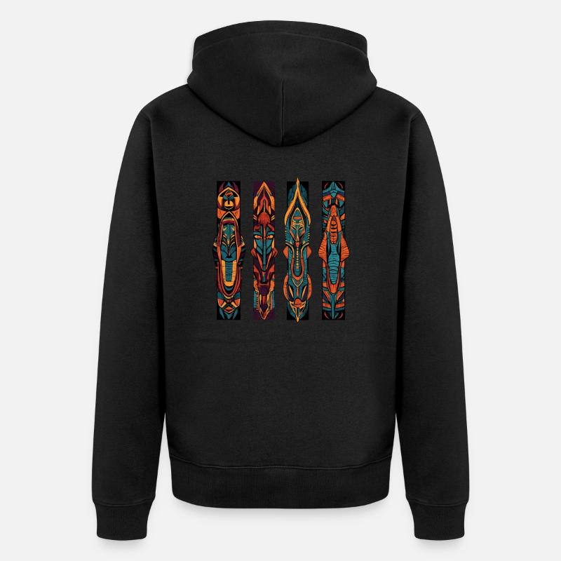 Colonnes sculptées Incas et Aztèques - Veste à capuche bio Premium Unisexe - noir