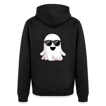 Geist Halloween Sonnenbrille - Unisex Premium Bio Zip Hoodie - Schwarz - Hinten - Nico (187cm)