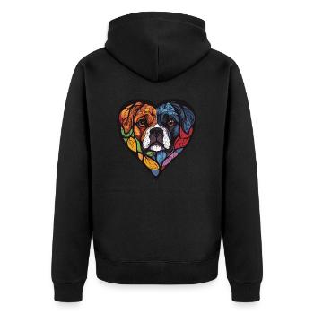 Boxer Hund Herz Hundeliebe - Unisex Premium Bio Zip Hoodie - Schwarz - Hinten - Nico (187cm)