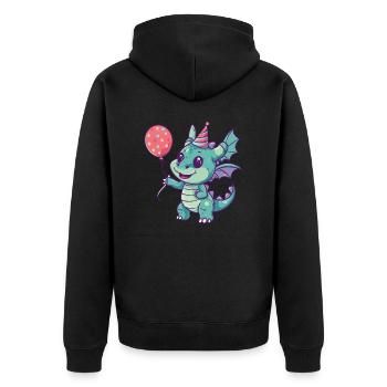 Drache Geburtstag Comic Niedlich - Unisex Premium Bio Zip Hoodie - Schwarz - Hinten - Nico (187cm)