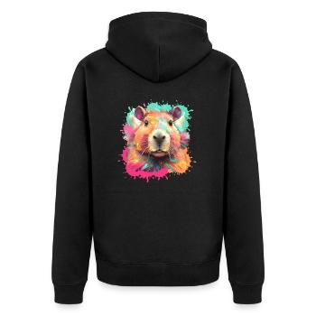Capybara,illustration,graffiti,coloré, éclaboussures de couleur - Veste à capuche bio Premium Unisexe - noir - Dos - Nico (187cm)