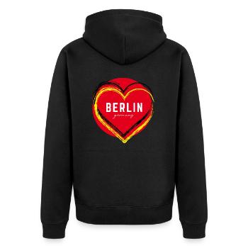 Berlin Deutschland Fan Flagge Design T Shirt - Unisex Premium Bio Zip Hoodie - Schwarz - Hinten - Nico (187cm)