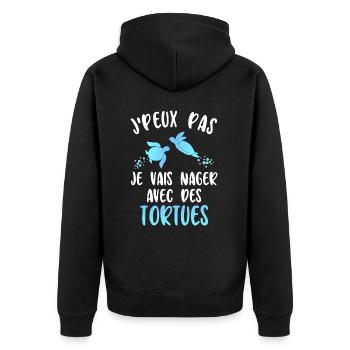 J'Peux Pas Je Vais Nager Avec Des Tortues - Veste à capuche bio Premium Unisexe - noir - Dos - Nico (187cm)