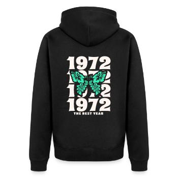 Groovy und Vintage 1972 50-jähriges Jubiläum - Unisex Premium Bio Zip Hoodie - Schwarz - Hinten - Nico (187cm)