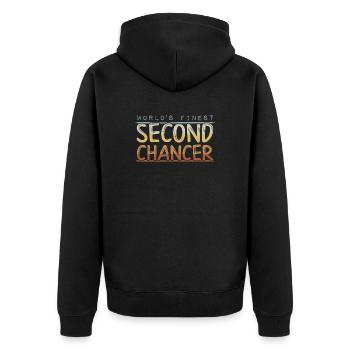 World's Finest Second Chancer | Second Chance - Unisex Premium Organic Zip Hoodie - black - Back - Nico (187cm)