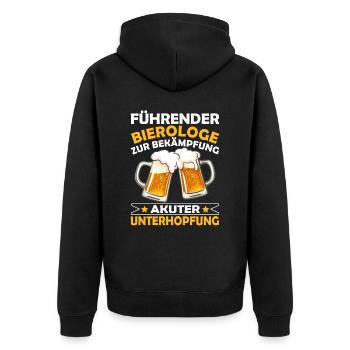 Bierologe Bier Männertag Lustiger Spruch - Unisex Premium Bio Zip Hoodie - Schwarz - Hinten - Nico (187cm)