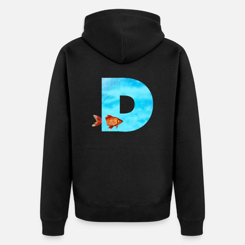 poisson rouge d - Veste à capuche bio Premium Unisexe - noir