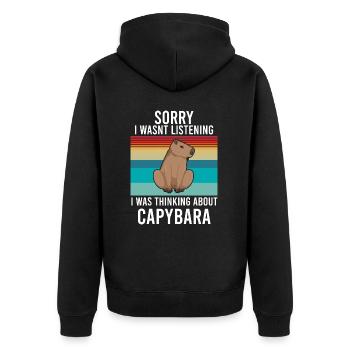 Capybara - Unisex Premium Bio Zip Hoodie - Schwarz - Hinten - Nico (187cm)