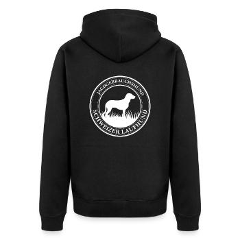 Schweizer Laufhund Jagdgebrauchshund Wilsigns - Unisex Premium Bio Zip Hoodie - Schwarz - Hinten - Nico (187cm)
