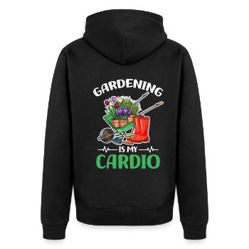 Hobbygärtner Geschenke | Zimmerpflanzen Monstera - Unisex Premium Bio Zip Hoodie - Schwarz - Hinten - Nico (187cm)