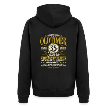 35 Geburtstag Geschenk Oldtimer 35 Jahre - Unisex Premium Bio Zip Hoodie - Schwarz - Hinten - Nico (187cm)
