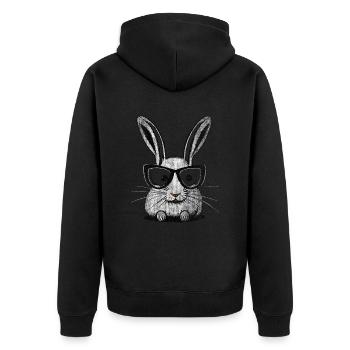 Rabbit White Sunglasses - Unisex Premium Organic Zip Hoodie - black - Back - Nico (187cm)