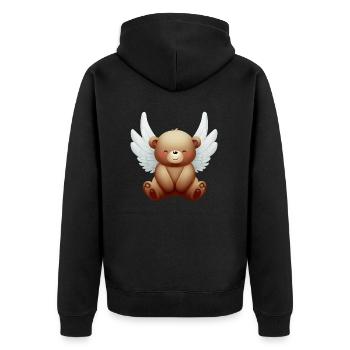 Bear with angel wings, Spiritual animal design - Unisex Premium Organic Zip Hoodie - black - Back - Nico (187cm)