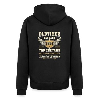 40. Geburtstag Oldtimer 40 Jahre Geschenkidee - Unisex Premium Bio Zip Hoodie - Schwarz - Hinten - Nico (187cm)