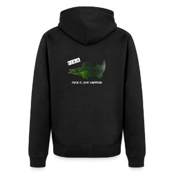 Zanderangeln F.I.S.H. black green - Unisex Premium Bio Zip Hoodie - Schwarz - Hinten - Nico (187cm)