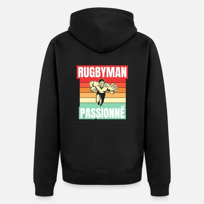 rugbyman passionné - Veste à capuche bio Premium Unisexe - noir