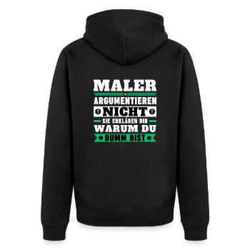 Maler argumentieren nicht - Unisex Premium Bio Zip Hoodie - Schwarz - Hinten - Nico (187cm)