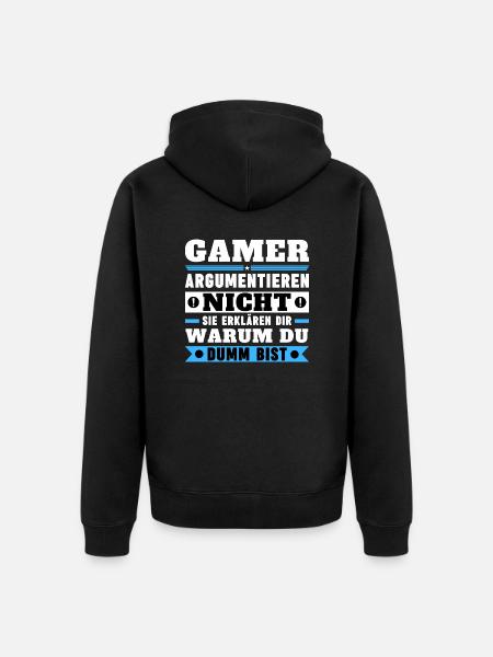 Gamers don't argue - Unisex Premium Organic Zip Hoodie - black