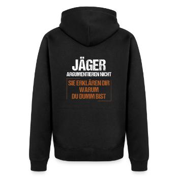 Hunters don't argue - Unisex Premium Organic Zip Hoodie - black - Back - Nico (187cm)