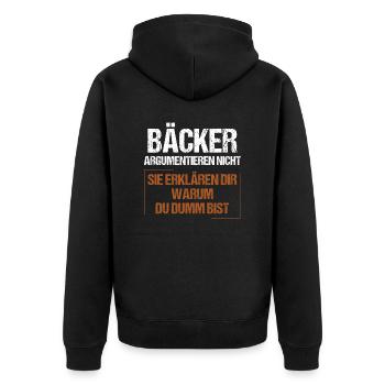 Les boulangers ne discutent pas - Veste à capuche bio Premium Unisexe - noir - Dos - Nico (187cm)