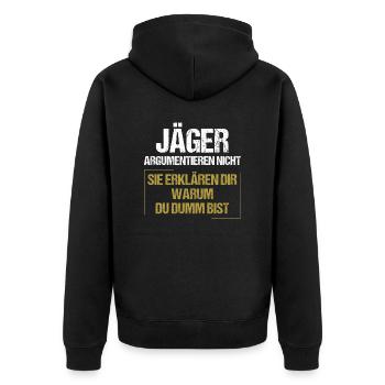 Hunters don't argue - Unisex Premium Organic Zip Hoodie - black - Back - Nico (187cm)