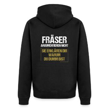 Milling cutters don't argue - Unisex Premium Organic Zip Hoodie - black - Back - Nico (187cm)