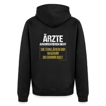 Ärzte argumentieren nicht - Unisex Premium Bio Zip Hoodie - Schwarz - Hinten - Nico (187cm)
