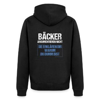 Les boulangers ne se disputent pas - Veste à capuche bio Premium Unisexe - noir - Dos - Nico (187cm)