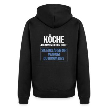 Les chefs ne se disputent pas - Veste à capuche bio Premium Unisexe - noir - Dos - Nico (187cm)