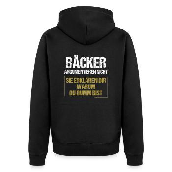 Les boulangers ne se disputent pas - Veste à capuche bio Premium Unisexe - noir - Dos - Nico (187cm)