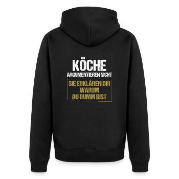Les chefs ne se disputent pas - Veste à capuche bio Premium Unisexe - noir - Dos - Nico (187cm)