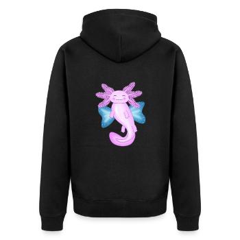 Engel Axolotl - Unisex Premium Bio Zip Hoodie - Schwarz - Hinten - Nico (187cm)