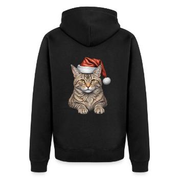 Cute christmas cat - Unisex Premium Organic Zip Hoodie - black - Back - Nico (187cm)