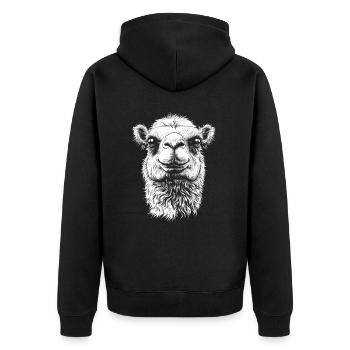 Camel Portrait Dromedary Bactrian Animals Animal - Unisex Premium Organic Zip Hoodie - black - Back - Nico (187cm)