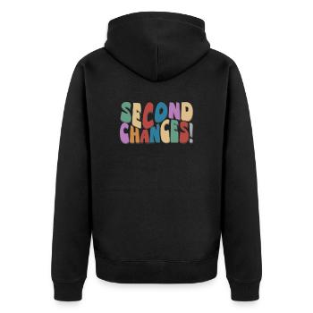 Second Chances Retro Groovy optimistisch Neuanfang - Unisex Premium Bio Zip Hoodie - Schwarz - Hinten - Nico (187cm)