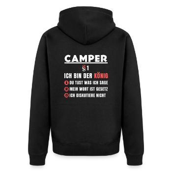 Camper Gift - I'm the King - Unisex Premium Organic Zip Hoodie - black - Back - Nico (187cm)