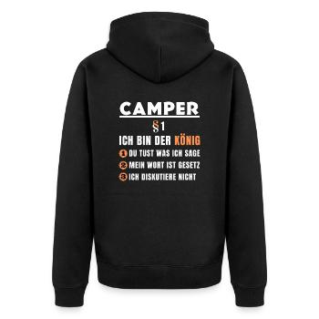 Camper Gift - I'm the King - Unisex Premium Organic Zip Hoodie - black - Back - Nico (187cm)