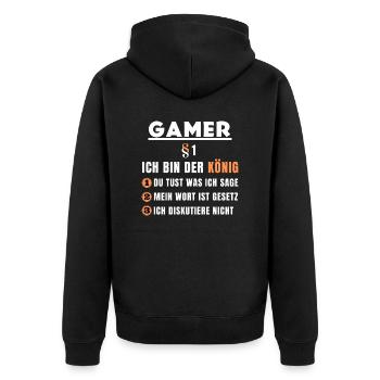 Gamer Gift - I'm the King - Unisex Premium Organic Zip Hoodie - black - Back - Nico (187cm)