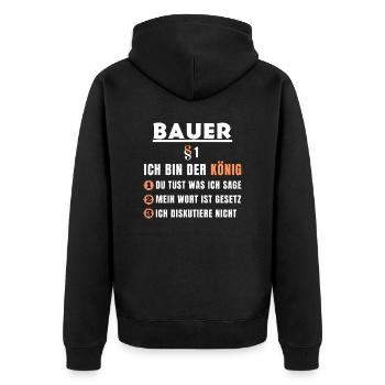 Peasant Gift - I'm the King - Unisex Premium Organic Zip Hoodie - black - Back - Nico (187cm)