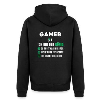 Gamer Gift - I'm the King - Unisex Premium Organic Zip Hoodie - black - Back - Nico (187cm)