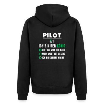 Cadeau de pilote - je suis le roi - Veste à capuche bio Premium Unisexe - noir - Dos - Nico (187cm)