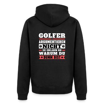 Golfers don't argue - Unisex Premium Organic Zip Hoodie - black - Back - Nico (187cm)