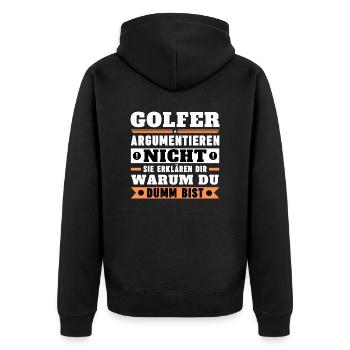 Golfers don't argue - Unisex Premium Organic Zip Hoodie - black - Back - Nico (187cm)