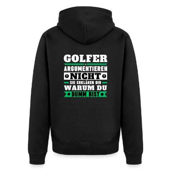 Golfers don't argue - Unisex Premium Organic Zip Hoodie - black - Back - Nico (187cm)