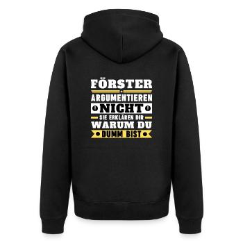 Foresters don't argue - Unisex Premium Organic Zip Hoodie - black - Back - Nico (187cm)