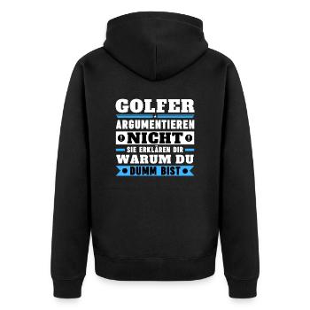 Golfers don't argue - Unisex Premium Organic Zip Hoodie - black - Back - Nico (187cm)