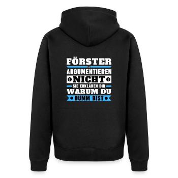 Foresters don't argue - Unisex Premium Organic Zip Hoodie - black - Back - Nico (187cm)