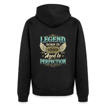 Legend 1989 Born Vintage Cadeau d’anniversaire - Veste à capuche bio Premium Unisexe - noir - Dos - Nico (187cm)