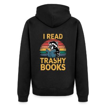 I Read Trashy Books 17 - Unisex Premium Bio Zip Hoodie - Schwarz - Hinten - Nico (187cm)