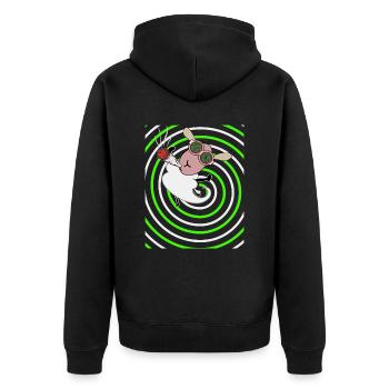 Kiffer Schaf - Unisex Premium Bio Zip Hoodie - Schwarz - Hinten - Nico (187cm)